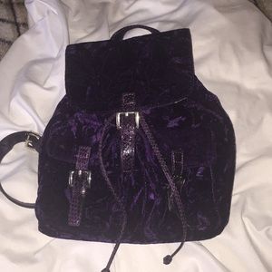 Steve Madden purple velvet backpack purse
